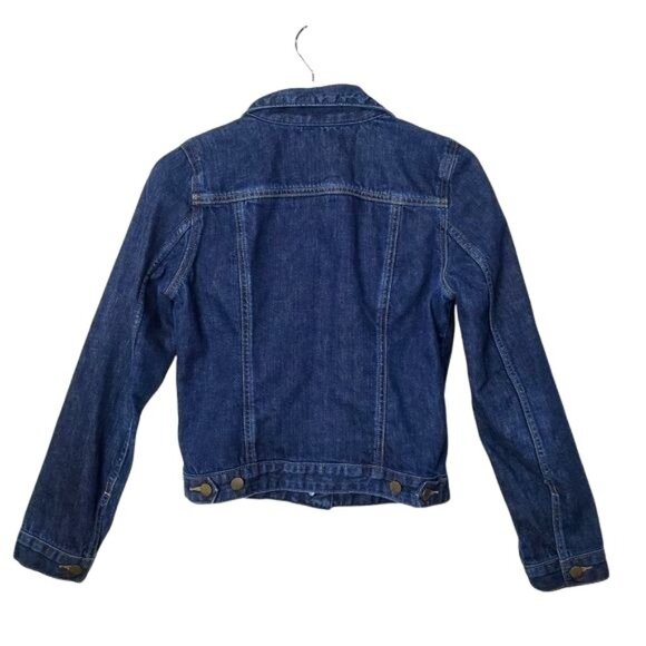 GAP Womens Jacket SZ S Denim Blue Button Long Sleeves Crop Stretchy Y2K 90's - Picture 2 of 10